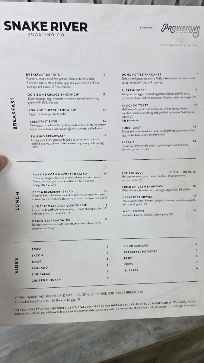 Menu Snake River Roasting Company-2
